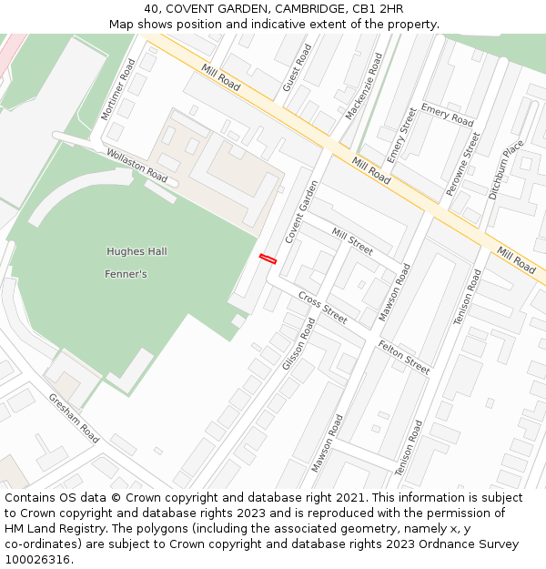 40, COVENT GARDEN, CAMBRIDGE, CB1 2HR: Location map and indicative extent of plot