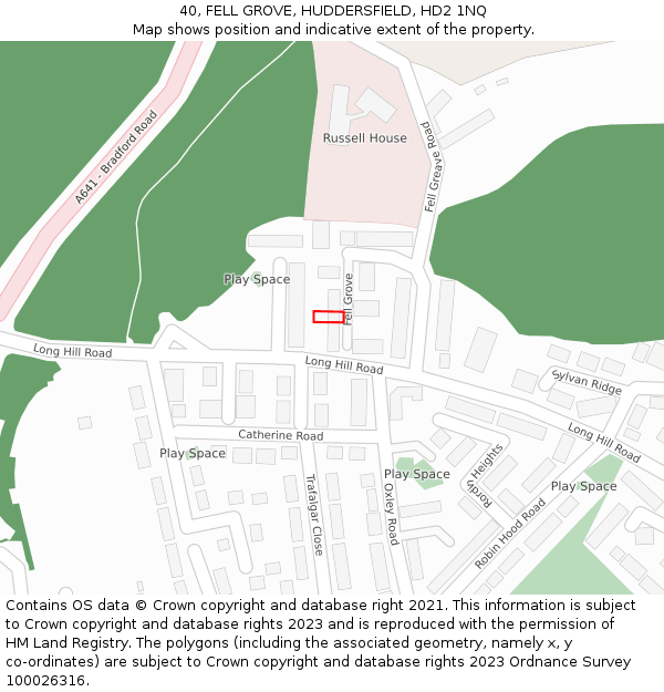 40, FELL GROVE, HUDDERSFIELD, HD2 1NQ: Location map and indicative extent of plot