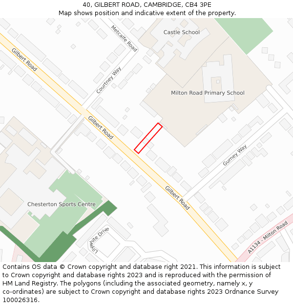 40, GILBERT ROAD, CAMBRIDGE, CB4 3PE: Location map and indicative extent of plot