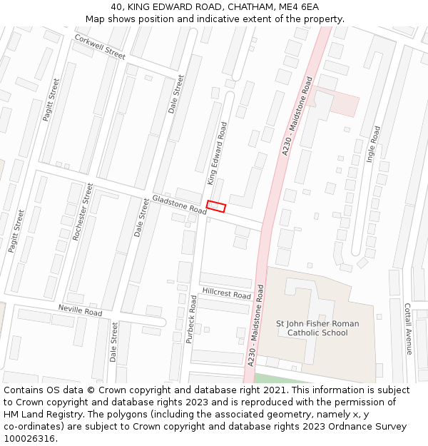 40, KING EDWARD ROAD, CHATHAM, ME4 6EA: Location map and indicative extent of plot