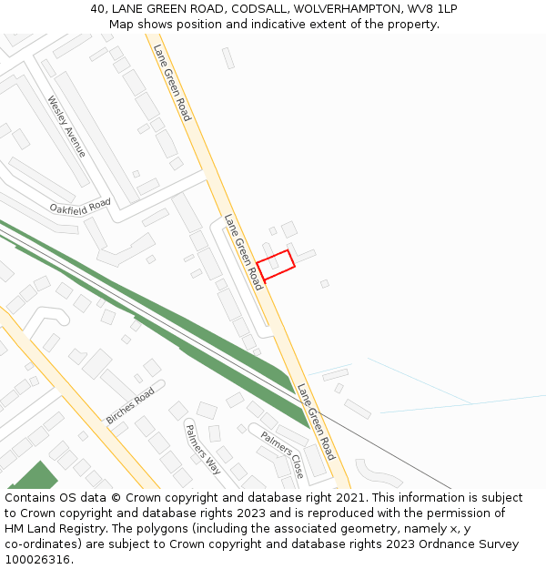 40, LANE GREEN ROAD, CODSALL, WOLVERHAMPTON, WV8 1LP: Location map and indicative extent of plot