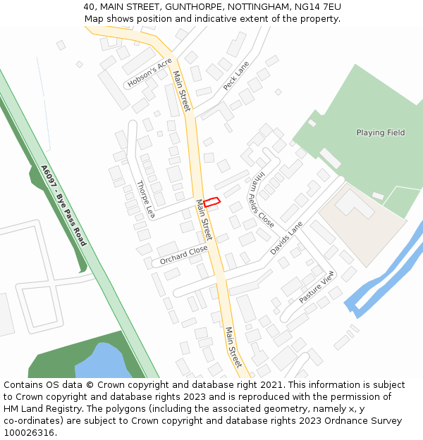 40, MAIN STREET, GUNTHORPE, NOTTINGHAM, NG14 7EU: Location map and indicative extent of plot