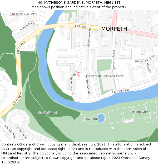 40, MATHESONS GARDENS, MORPETH, NE61 1ET: Location map and indicative extent of plot