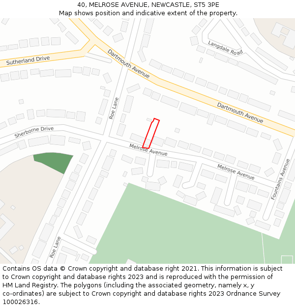 40, MELROSE AVENUE, NEWCASTLE, ST5 3PE: Location map and indicative extent of plot