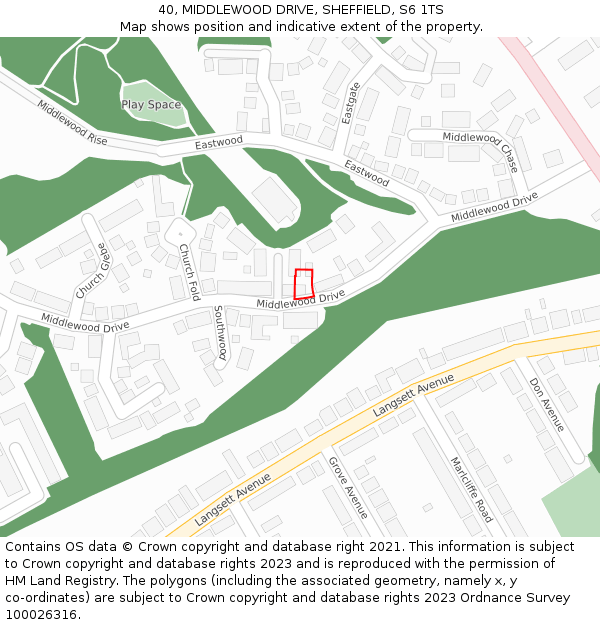 40, MIDDLEWOOD DRIVE, SHEFFIELD, S6 1TS: Location map and indicative extent of plot