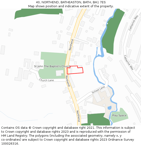 40, NORTHEND, BATHEASTON, BATH, BA1 7ES: Location map and indicative extent of plot