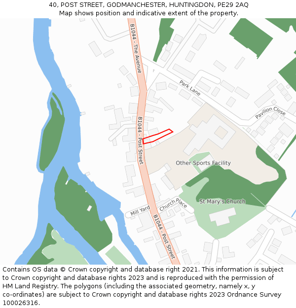 40, POST STREET, GODMANCHESTER, HUNTINGDON, PE29 2AQ: Location map and indicative extent of plot