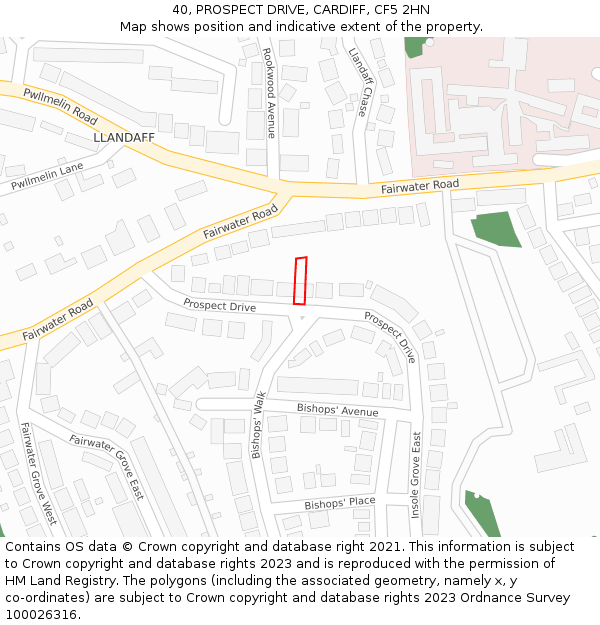 40, PROSPECT DRIVE, CARDIFF, CF5 2HN: Location map and indicative extent of plot