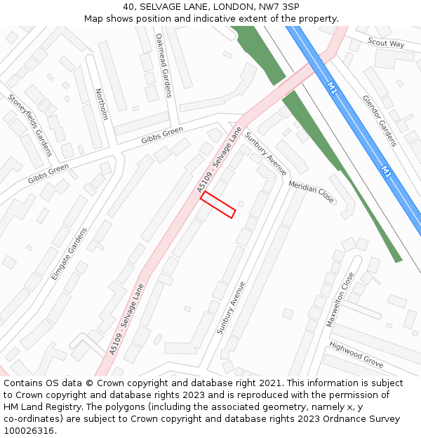 40, SELVAGE LANE, LONDON, NW7 3SP: Location map and indicative extent of plot