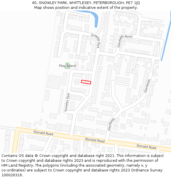 40, SNOWLEY PARK, WHITTLESEY, PETERBOROUGH, PE7 1JQ: Location map and indicative extent of plot