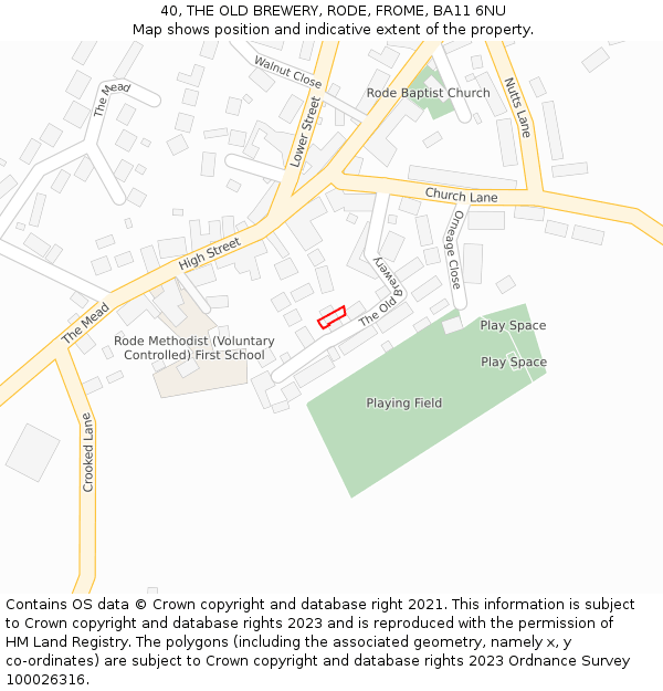 40, THE OLD BREWERY, RODE, FROME, BA11 6NU: Location map and indicative extent of plot