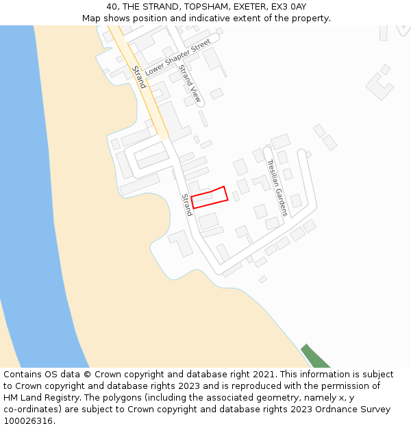 40, THE STRAND, TOPSHAM, EXETER, EX3 0AY: Location map and indicative extent of plot