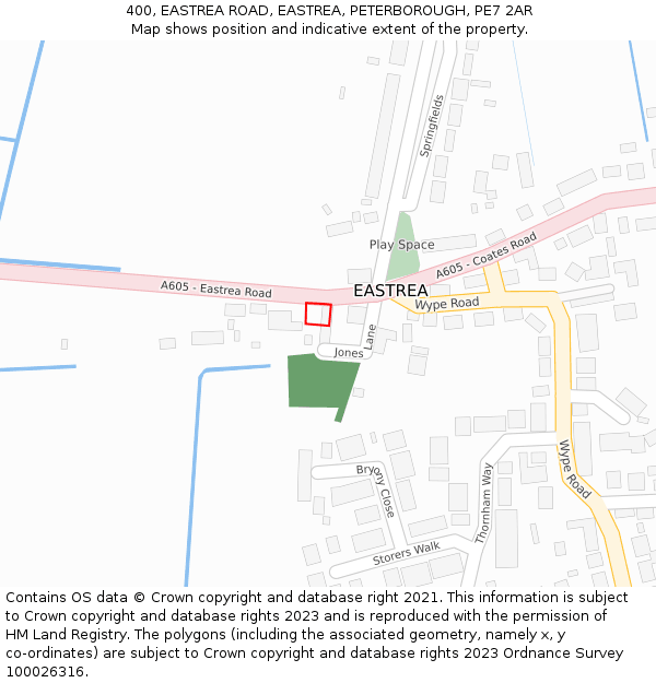 400, EASTREA ROAD, EASTREA, PETERBOROUGH, PE7 2AR: Location map and indicative extent of plot