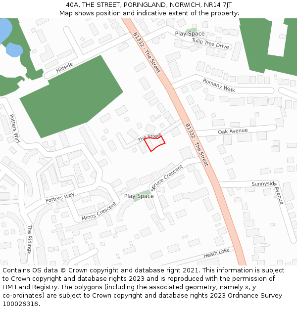 40A, THE STREET, PORINGLAND, NORWICH, NR14 7JT: Location map and indicative extent of plot