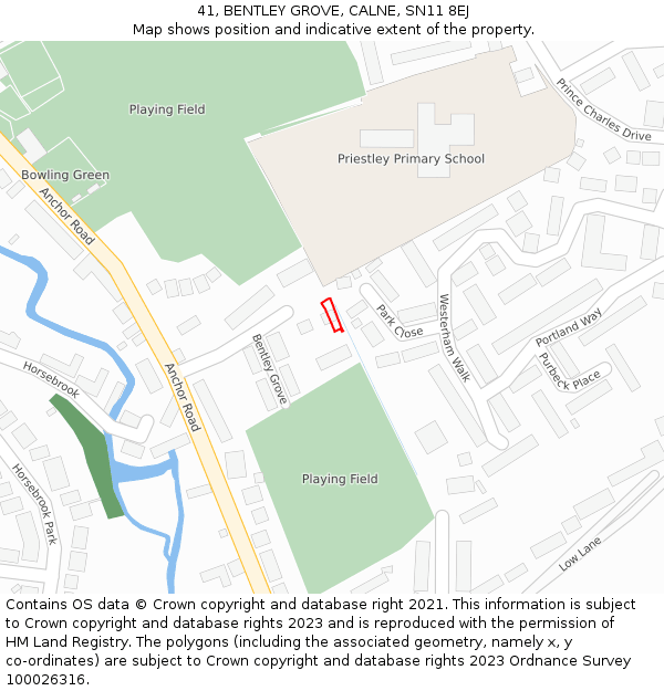 41, BENTLEY GROVE, CALNE, SN11 8EJ: Location map and indicative extent of plot