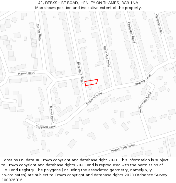 41, BERKSHIRE ROAD, HENLEY-ON-THAMES, RG9 1NA: Location map and indicative extent of plot