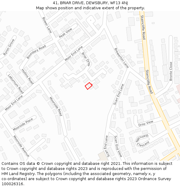 41, BRIAR DRIVE, DEWSBURY, WF13 4NJ: Location map and indicative extent of plot