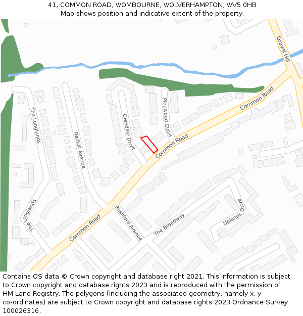 41, COMMON ROAD, WOMBOURNE, WOLVERHAMPTON, WV5 0HB: Location map and indicative extent of plot