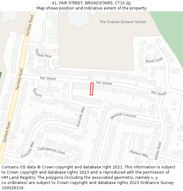 41, FAIR STREET, BROADSTAIRS, CT10 2JL: Location map and indicative extent of plot