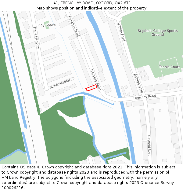 41, FRENCHAY ROAD, OXFORD, OX2 6TF: Location map and indicative extent of plot