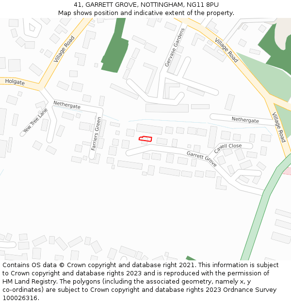 41, GARRETT GROVE, NOTTINGHAM, NG11 8PU: Location map and indicative extent of plot