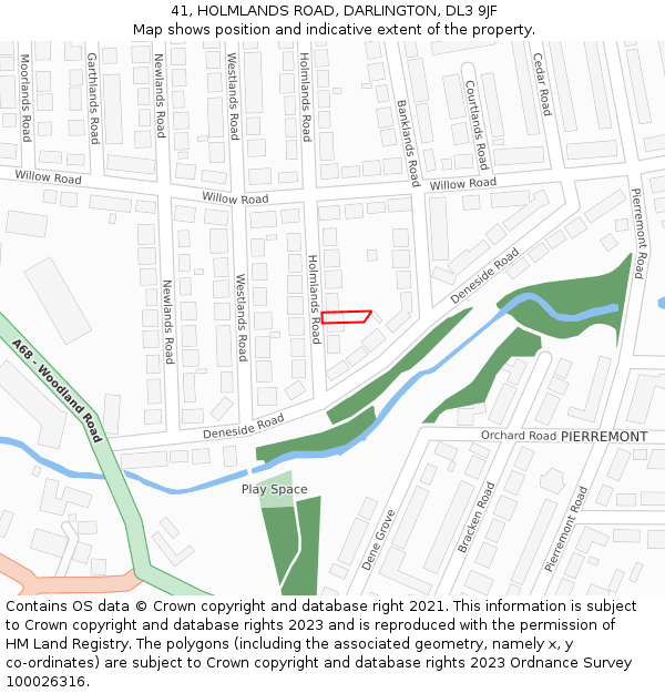 41, HOLMLANDS ROAD, DARLINGTON, DL3 9JF: Location map and indicative extent of plot