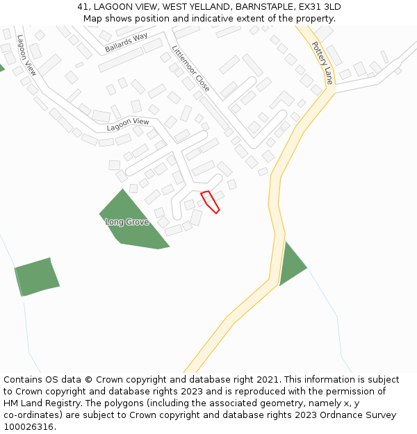 41, LAGOON VIEW, WEST YELLAND, BARNSTAPLE, EX31 3LD: Location map and indicative extent of plot