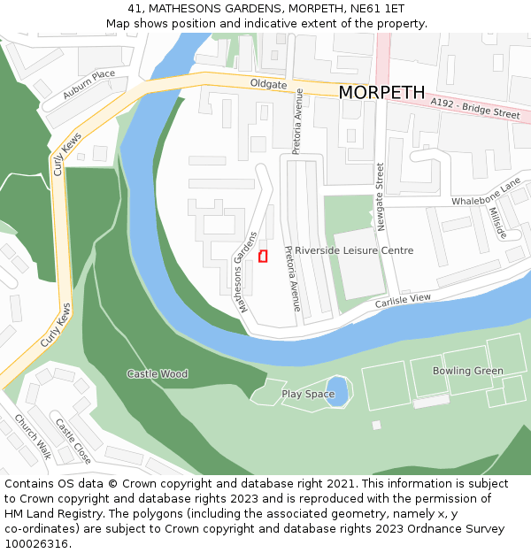 41, MATHESONS GARDENS, MORPETH, NE61 1ET: Location map and indicative extent of plot