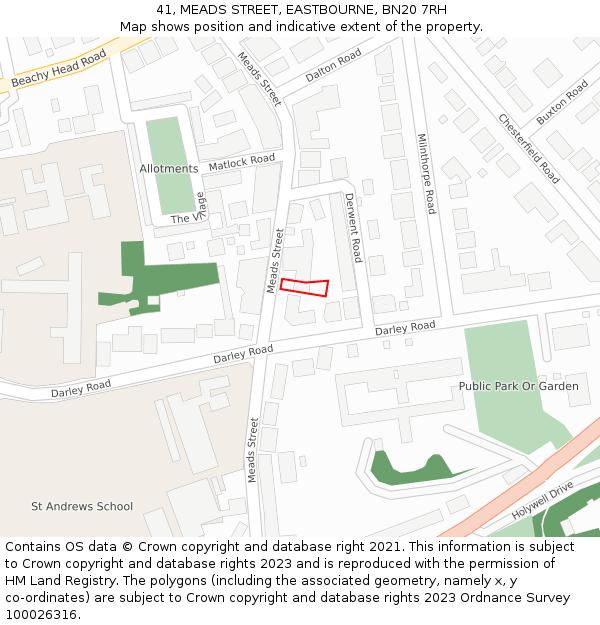 41, MEADS STREET, EASTBOURNE, BN20 7RH: Location map and indicative extent of plot