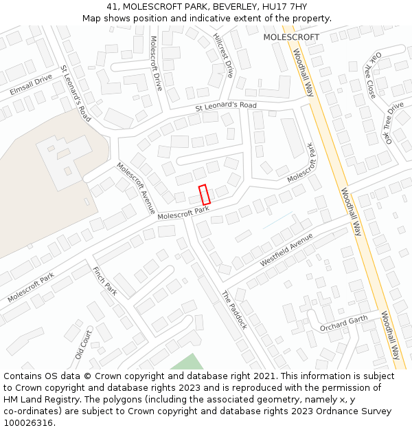 41, MOLESCROFT PARK, BEVERLEY, HU17 7HY: Location map and indicative extent of plot