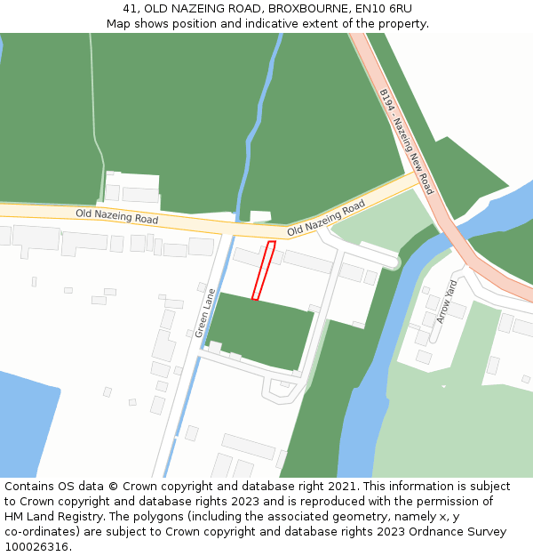 41, OLD NAZEING ROAD, BROXBOURNE, EN10 6RU: Location map and indicative extent of plot