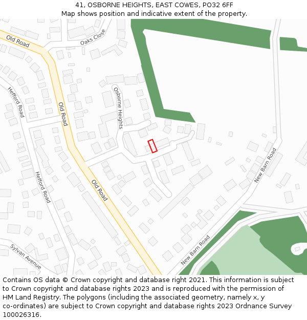 41, OSBORNE HEIGHTS, EAST COWES, PO32 6FF: Location map and indicative extent of plot