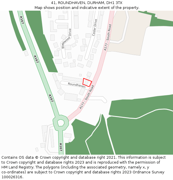 41, ROUNDHAVEN, DURHAM, DH1 3TX: Location map and indicative extent of plot