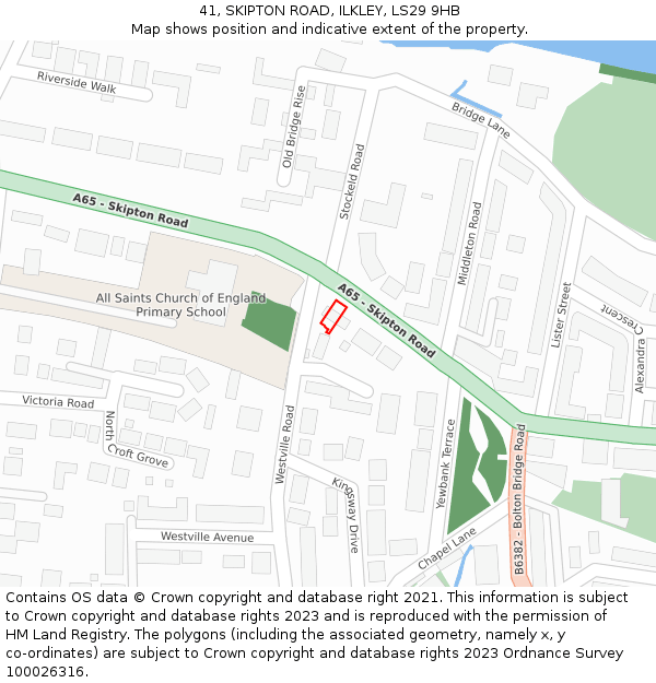 41, SKIPTON ROAD, ILKLEY, LS29 9HB: Location map and indicative extent of plot