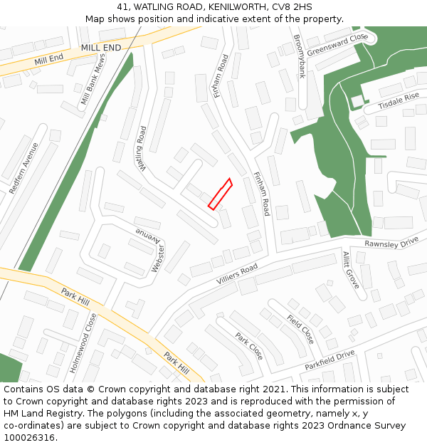 41, WATLING ROAD, KENILWORTH, CV8 2HS: Location map and indicative extent of plot
