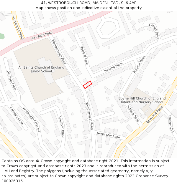 41, WESTBOROUGH ROAD, MAIDENHEAD, SL6 4AP: Location map and indicative extent of plot