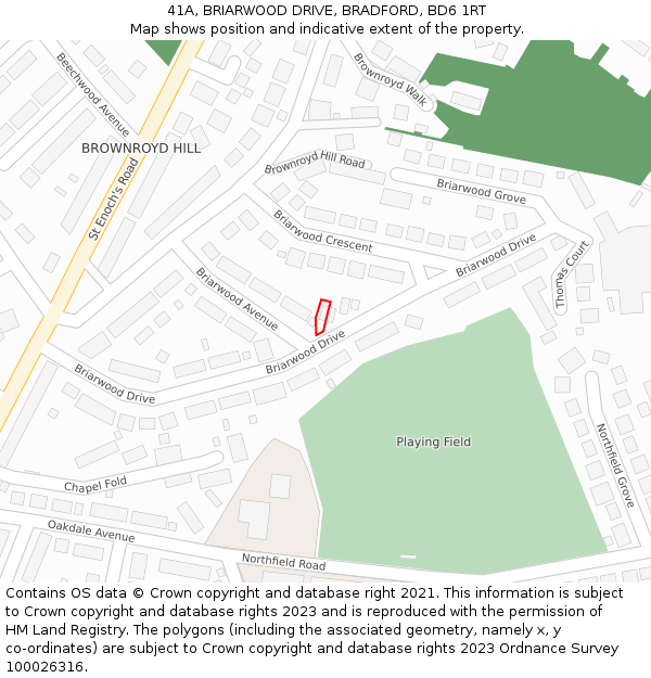 41A, BRIARWOOD DRIVE, BRADFORD, BD6 1RT: Location map and indicative extent of plot