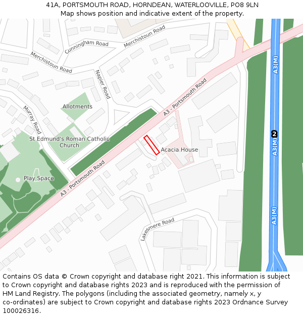 41A, PORTSMOUTH ROAD, HORNDEAN, WATERLOOVILLE, PO8 9LN: Location map and indicative extent of plot