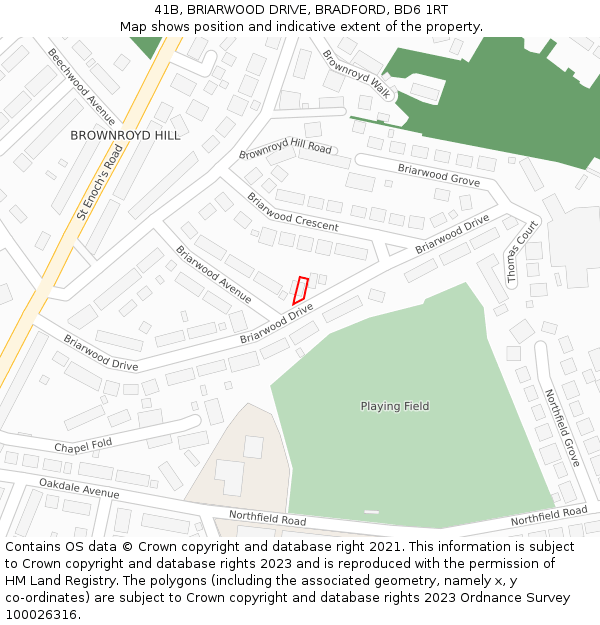 41B, BRIARWOOD DRIVE, BRADFORD, BD6 1RT: Location map and indicative extent of plot