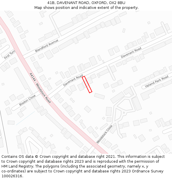 41B, DAVENANT ROAD, OXFORD, OX2 8BU: Location map and indicative extent of plot