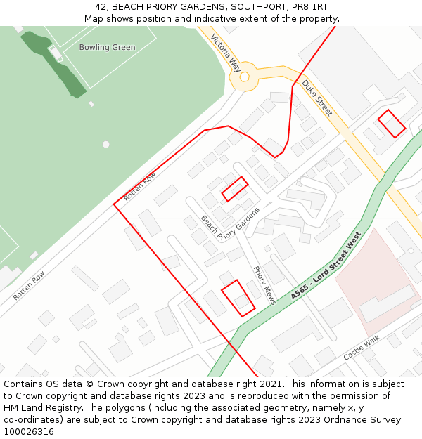 42, BEACH PRIORY GARDENS, SOUTHPORT, PR8 1RT: Location map and indicative extent of plot