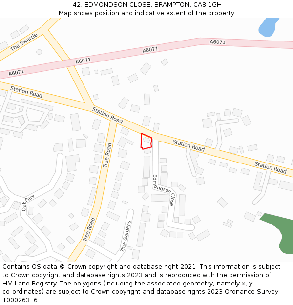 42, EDMONDSON CLOSE, BRAMPTON, CA8 1GH: Location map and indicative extent of plot