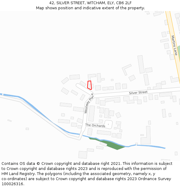 42, SILVER STREET, WITCHAM, ELY, CB6 2LF: Location map and indicative extent of plot