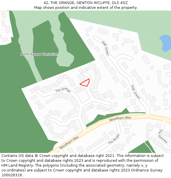 42, THE GRANGE, NEWTON AYCLIFFE, DL5 4SZ: Location map and indicative extent of plot