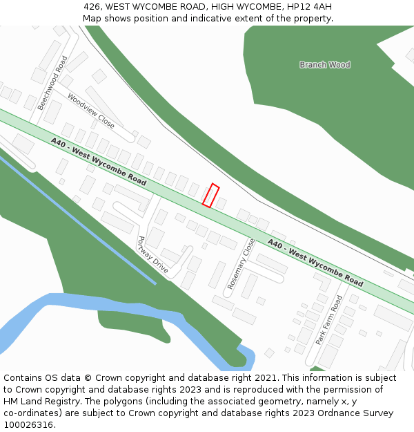 426, WEST WYCOMBE ROAD, HIGH WYCOMBE, HP12 4AH: Location map and indicative extent of plot