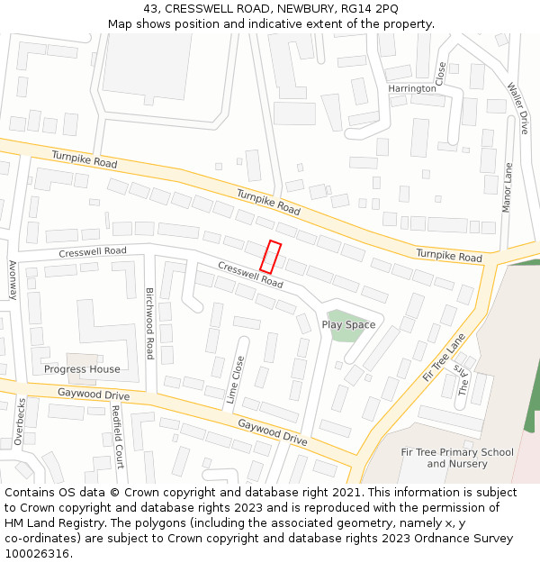 43, CRESSWELL ROAD, NEWBURY, RG14 2PQ: Location map and indicative extent of plot