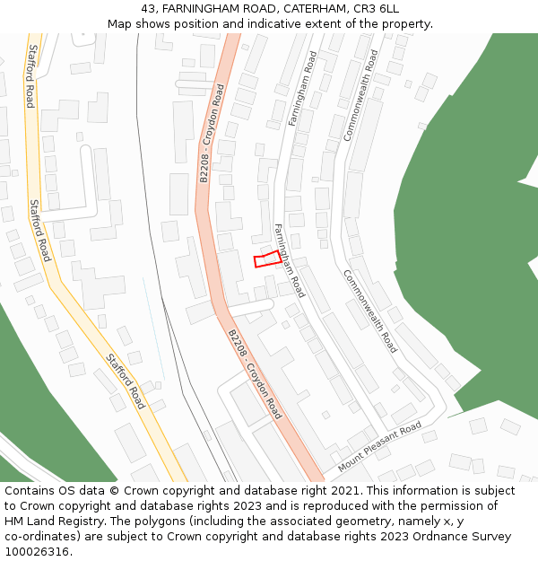 43, FARNINGHAM ROAD, CATERHAM, CR3 6LL: Location map and indicative extent of plot