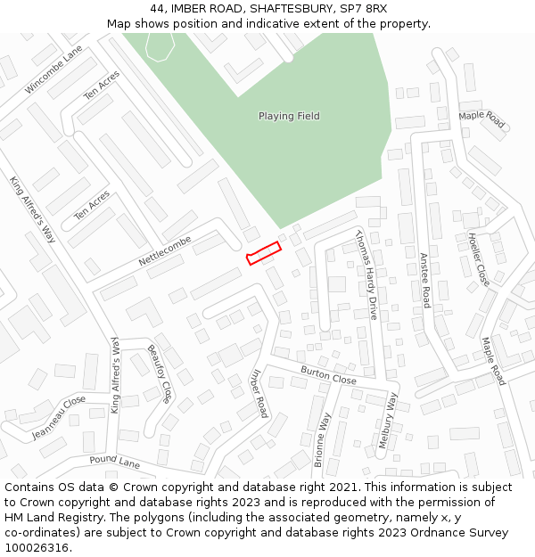 44, IMBER ROAD, SHAFTESBURY, SP7 8RX: Location map and indicative extent of plot