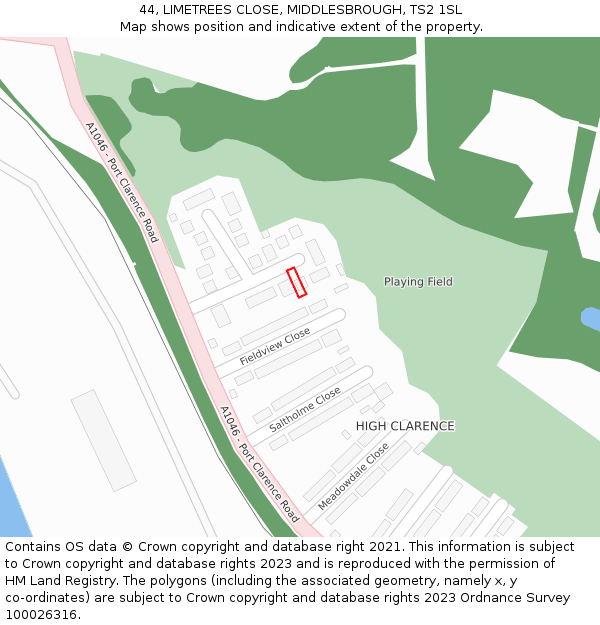 44, LIMETREES CLOSE, MIDDLESBROUGH, TS2 1SL: Location map and indicative extent of plot