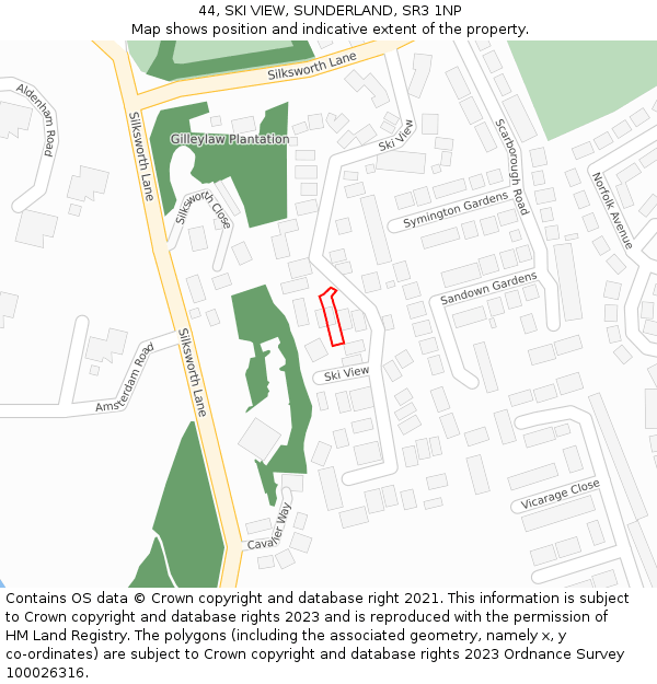 44, SKI VIEW, SUNDERLAND, SR3 1NP: Location map and indicative extent of plot